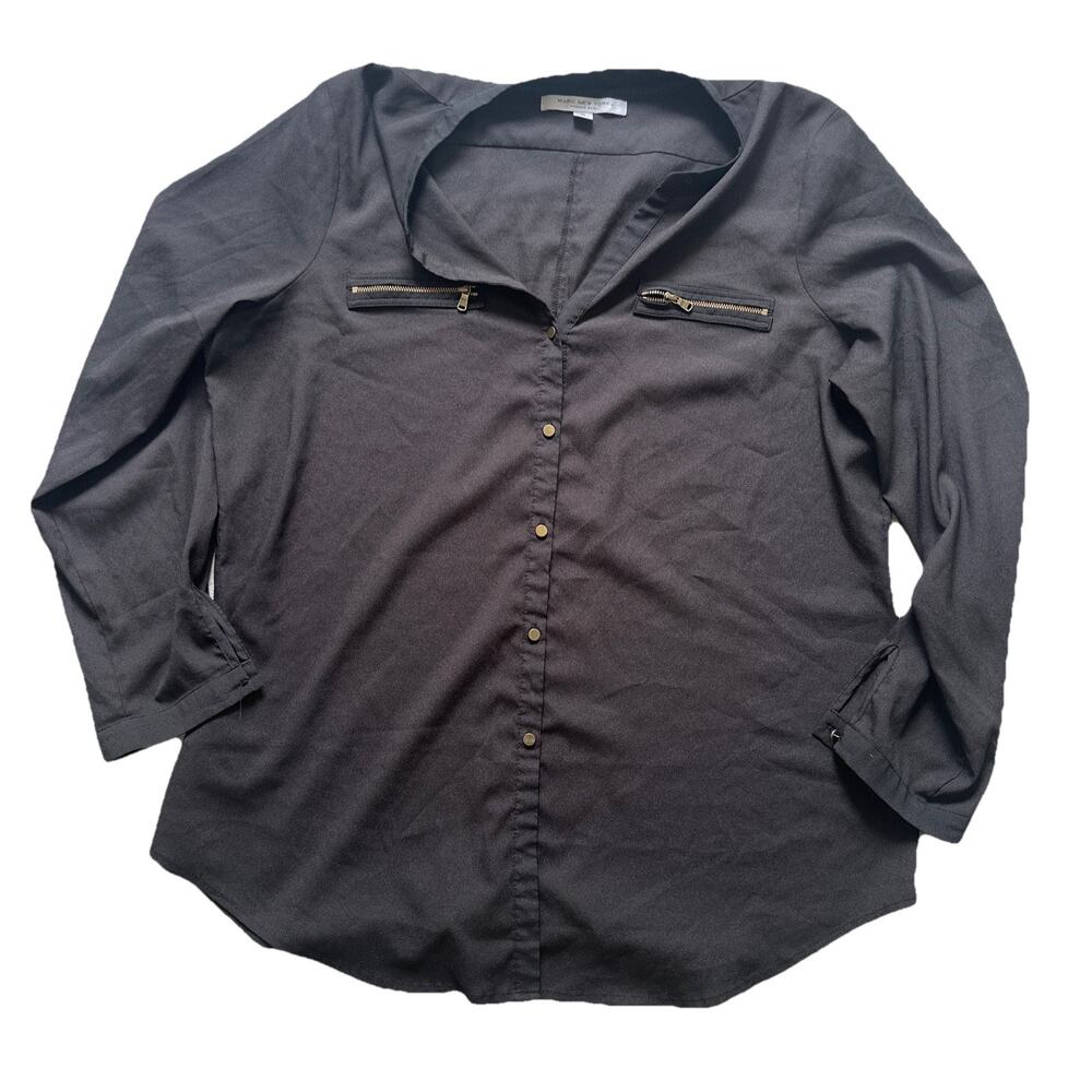 Marc New York Andrew Marc Women Black Long Sleeve Blouse X-Large